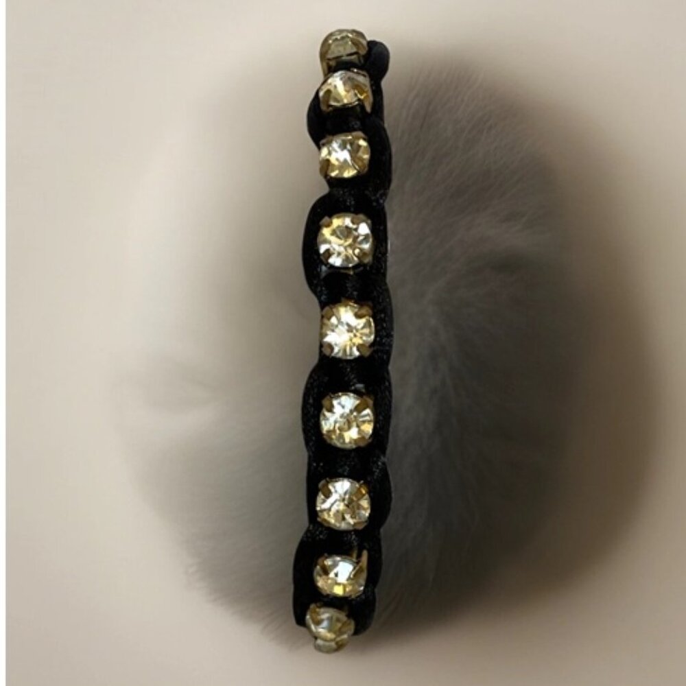 Black Paracord Rhinestone Bracelet 6.5 inches Sparkle Crystal Bling Shamballa